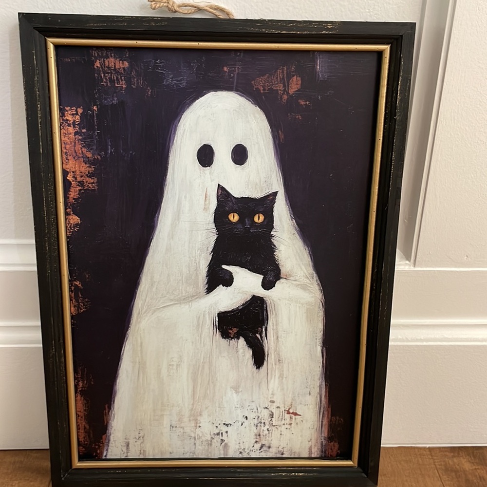 Ghost and Cat Framed Art Print - Picture 2 of 4